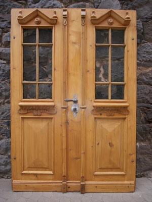 Antike Musselinglas-Türen Gründerzeit Fichte