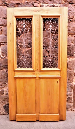 Antike Musselinglas-Türen Gründerzeit Fichte 