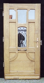 Antike Musselinglas-Türen Jugendstil Eiche