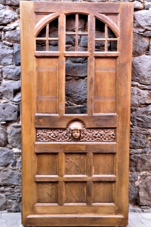 Antike Musselinglas-Türen Jugendstil Eiche 
