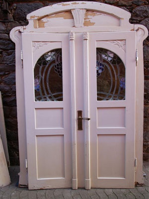 Antike Zimmertüren mit Glas Jugendstil Kiefer
