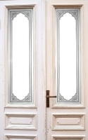 Antike Zimmert&uuml;ren mit Glas Jugendstil 