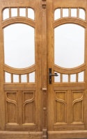 Antike Zimmert&uuml;ren mit Glas Jugendstil 