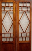 Antike Zimmert&uuml;ren mit Glas Jugendstil 