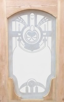 Antike Zimmert&uuml;ren mit Glas Jugendstil 