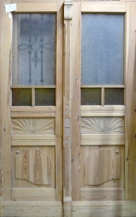 Antike Zimmertüren mit Glas Jugendstil Fichte