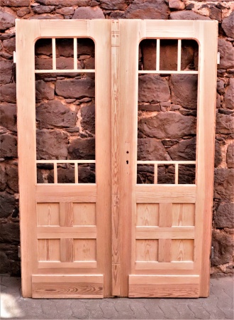 Antike Musselinglas-Türen Jugendstil Fichte 