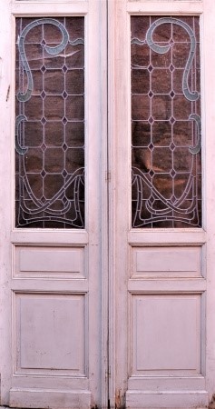 Antike Zimmertüren mit Glas Jugendstil Fichte 