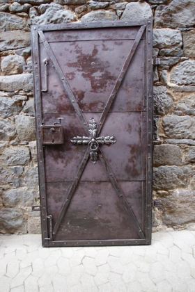 Antike Musselinglas-Türen  Eisen