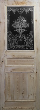 Antike Musselinglas-Türen aus Paris Jugendstil Fichte