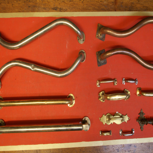 Antike Türbeschläge 0 Messing, Messing vernickelt, Gusseisen, Schmiedeeisen