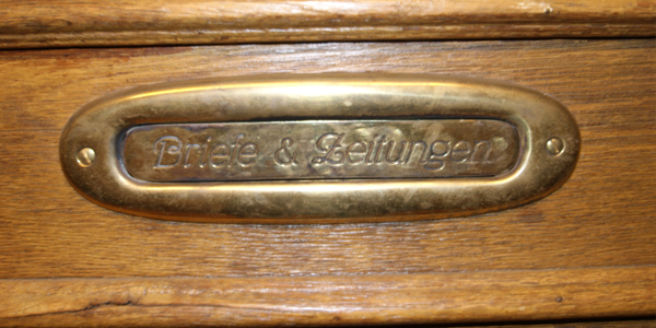 Briefklappen 0 Messing, Messing vernickelt, Weissbronze