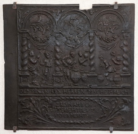 Antike Kaminplatte Renaissance Gusseisen