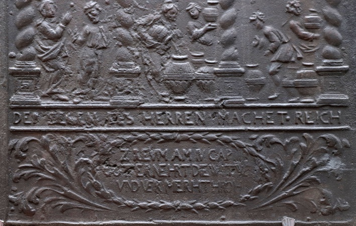 Antike Kaminplatte Renaissance Gusseisen