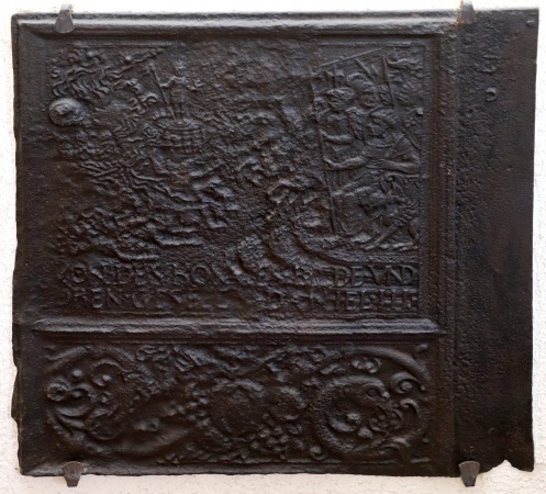 Antike Kaminplatte Renaissance Gusseisen