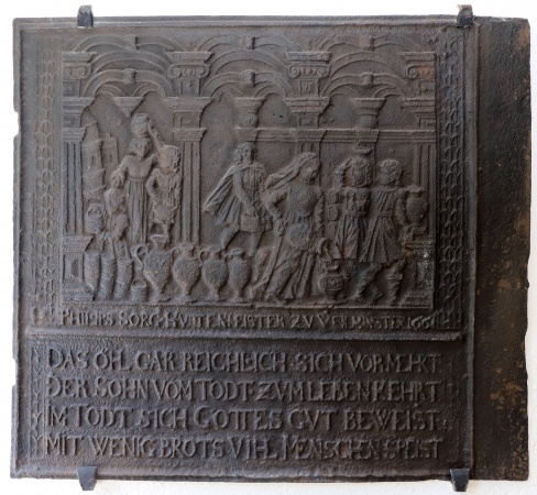 Antike Kaminplatte Renaissance Gusseisen