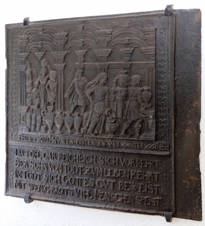 Antike Kaminplatte Renaissance Gusseisen