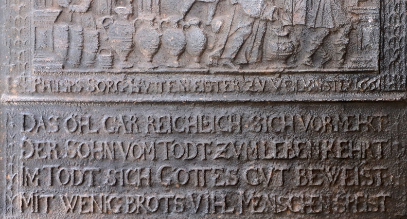 Antike Kaminplatte Renaissance Gusseisen