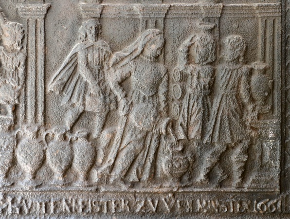 Antike Kaminplatte Renaissance Gusseisen